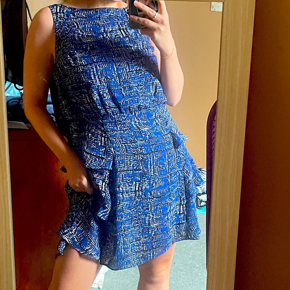 Blue patterned banana republic dress